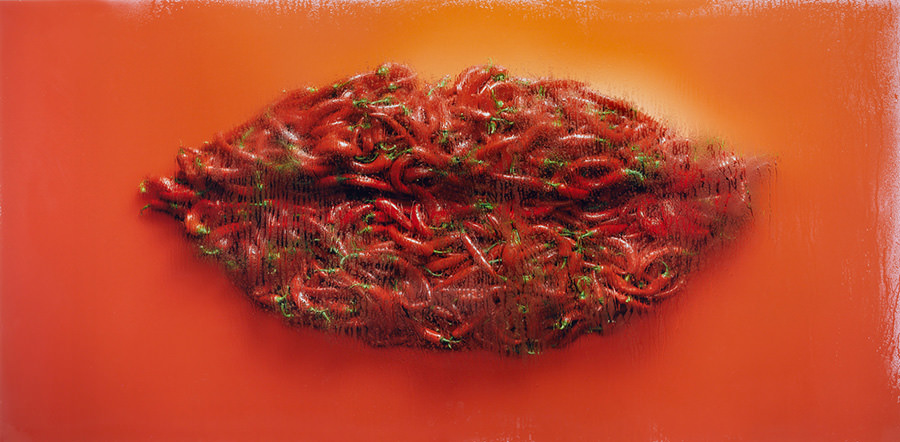 Mund geformt aus Chilis